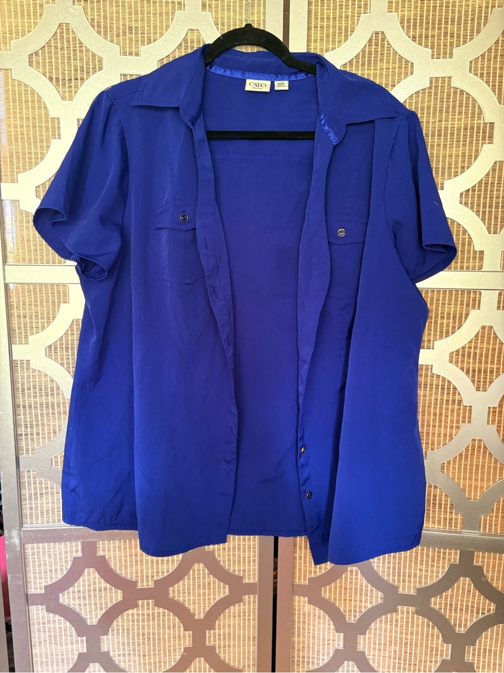Cato Short-Sleeve Button-Front Top - looks blue but actually purples